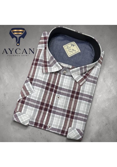 Eren Style Linen Keten Klasik %100 Cotton Kısa Kollu Terletmeyen Gömlek Ekru