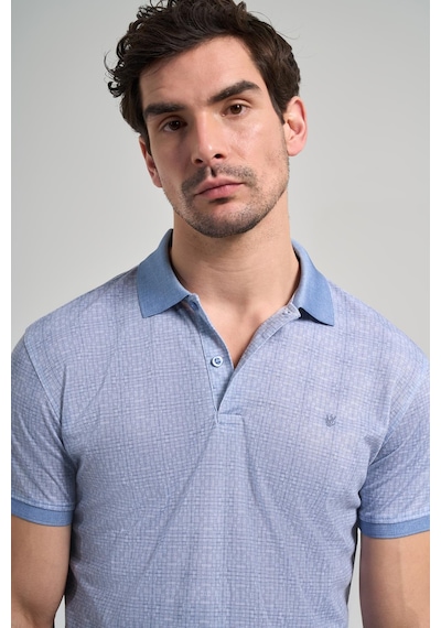 Mavi Kısa Kol Baskılı Pike Polo Yaka Cepsiz Esnek Casual Slim Fit Tişört 1011250150 Mavi