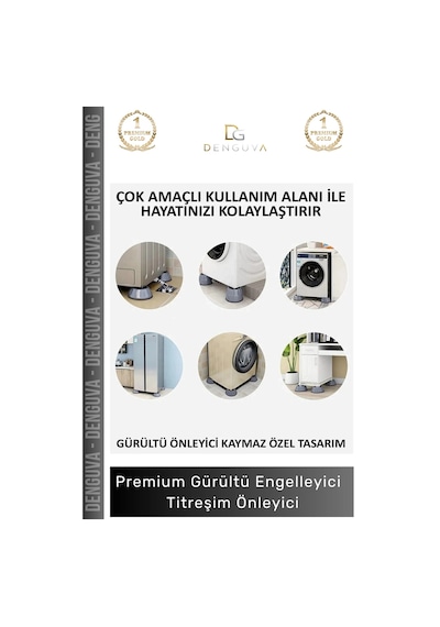 Tabansabitleyici Çamaşır Makinesi Anti Titreşim Pedi Gürültü Emici Kaymaz Taban Sabit 4 Adet Ayak P