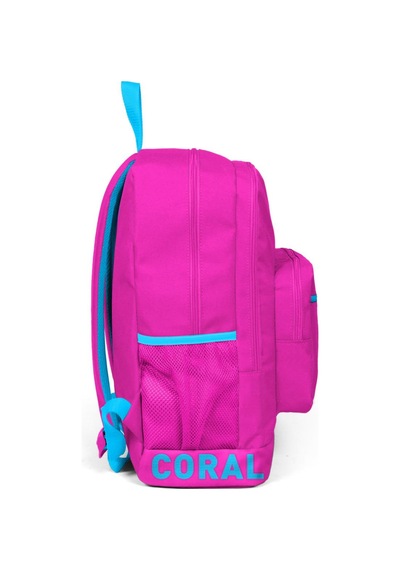 Coral High Nakış Logolu Usb Şarjlı Kulaklık Çıkışlı Pembe Sırt Çantası