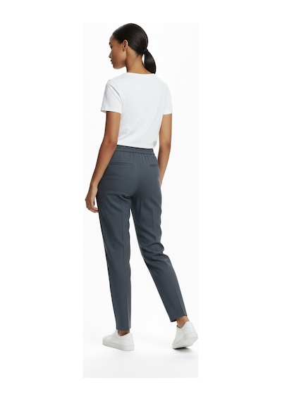 Ekol Minimalist Kadın Pantolon - Yüksek Bel Slim Fit Midi Lacivert