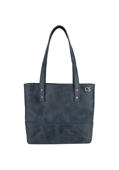 Twingold İsme Özel Tote Bag El Omuz Çantası - %100 Rainbow Deri - Ac03003 - Lacivert Lacivert