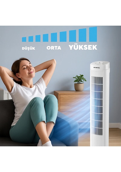 Beyaz 50w 3 Kademe - Zamanlayıcı Kule Tipi Vantilatör Ktf-258w