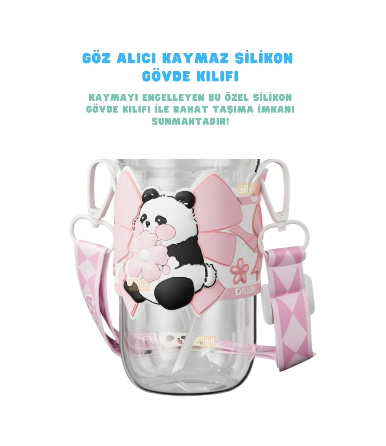 Diller D2518 580ml Çift Kullanım Askılı Pipetli Tritan Matara Çok Renkli