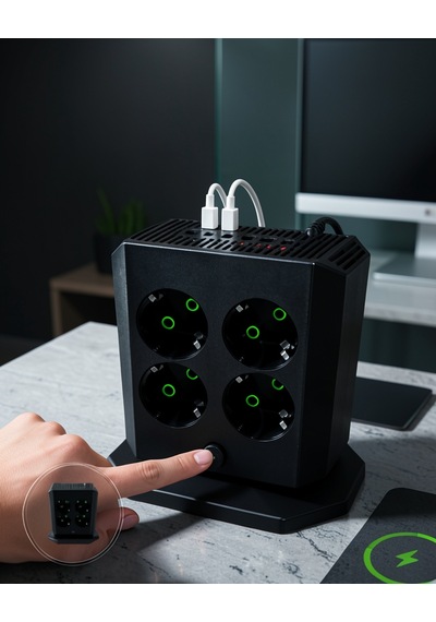 8 Prizli Dikey Priz 4 Usb 2 Type-c Hızlı Şarjlı Uczza105priz-4 0
