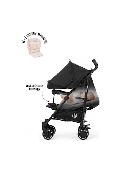 Maxi Taxi Floki Tam Yatar Baston Bebek Arabası - Siyah MAXITAXI.084