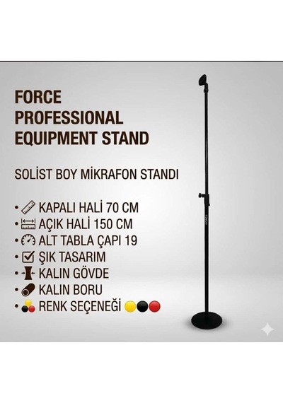 Profesyonel Solist Boy Mikrofon Standı