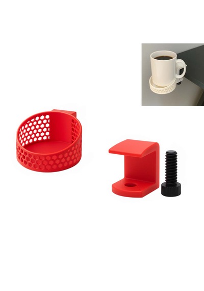 Özel 3d Baskı Bardak Tutucu Modüler Masa Düzenleyici Tak Çıkar Düzenleyici Çapı: 8,4 Cm Kırmızı