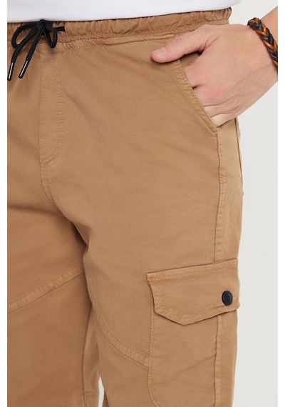 Tudors Erkek Relax Fit Rahat Kesim %100 Pamuk Kargo Cep Camel Kapri Şort-35403 CAMEL