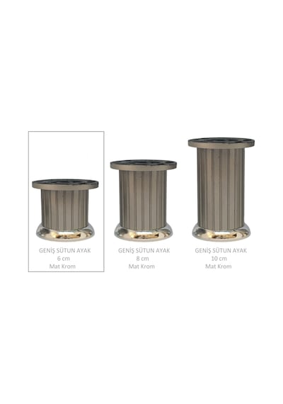 Plastik 6 Cm Geniş Sütun Ayak, Mat Krom, Vidalarıyla Mat Krom