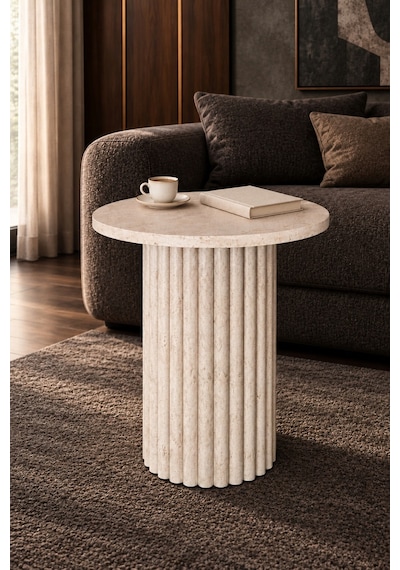 Soyasis Nola Bohem Yan Sehpa 40 Cm - Traverten-traverten