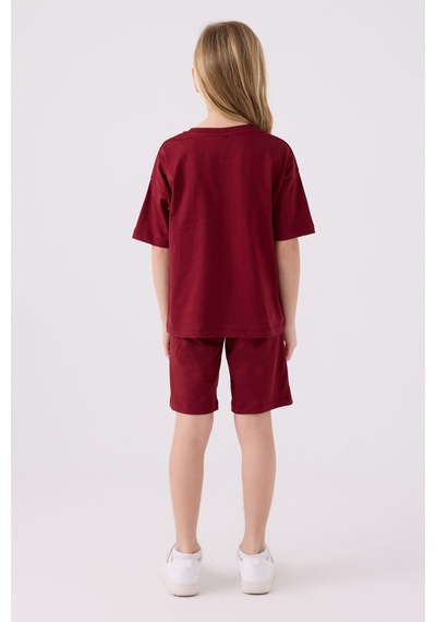 U.S. Polo Assn. U.s. Polo Assn Kız Çocuk Bordo Bermuda Takım Us1848-c-v22 Bordo