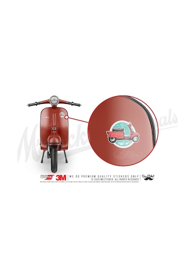 Vsp49 Italyan Isi Yazili Kirmizi Scooter Sticker
