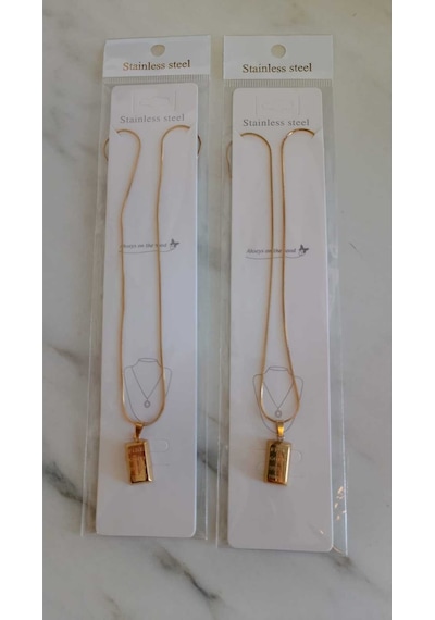 Şehrazat Handmade Külçe Tasarimli Gold Çelik Kolye Altın
