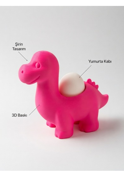 Sevimli Dinozor Yumurta Tutucu Dekoratif Mutfak Aksesuarı Kahvaltılık Stand Hediyelik Pembe