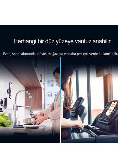 Cam Ayna Ekrana Yapışan Vantuzlu Magsafe Manyetik Şarjlı Telefon Tutucu Siyah Renkli
