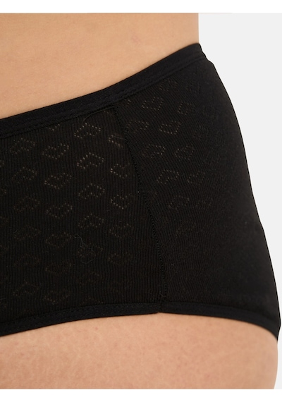 Alya Underwear %100 Pamuk Kumaşlı, Büyük Beden Yüksek Bel Kalp Desenli Ribana Jakar Kadın Külot Siyah