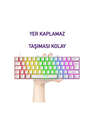 Blic Oyuncu Klavyesi Rgb Klavye 20 Modlu Ayarlanabilir Renk Seçeneği Rgb Suya Ve Toza Dayanıklı Klavye Oyun Klavyesi Oyuncu Klavye Mekanik Klavye Kırmızı Switch Beyaz