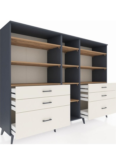 Hyperion Dolap 10 Raflı 6 Çekmeceli 220x44x163 Antrasit-çam/aytaşı Atlas Çam/aytası - Antrasıt Hyperion Dolap 10 Raflı 6 Çekmeceli 220x44x163 Antrasit-çam/aytaşı Atlas Çam/aytası - Antrasıt