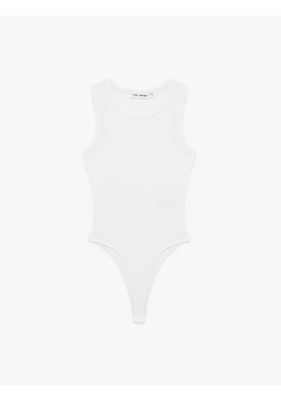 Koton Çıtçıt Düğme Detaylı Kolsuz Bisiklet Yaka Bodysuit Beyaz 6sal30148ık Beyaz