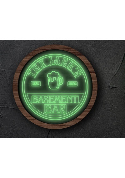 Bk Gift Kişiye Özel Led Işıklı Yuvarlak Bar Tabelası, Işıklı Tabela, Bar Dekorasyonu, Duvar Dekoru, Home Bar Tabela-9