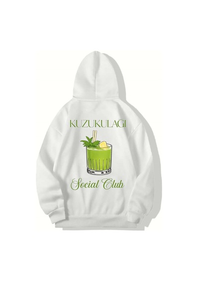 Brz Collection Unisex Oversize Kuzu Kulağı Kokteyl Hoodıe Beyaz