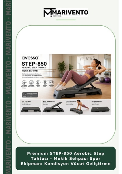 Premium Step-850 Aerobic Step Tahtası - Mekik Sehpası Spor Ekipmanı Kondisyon Vücut Geliştirme