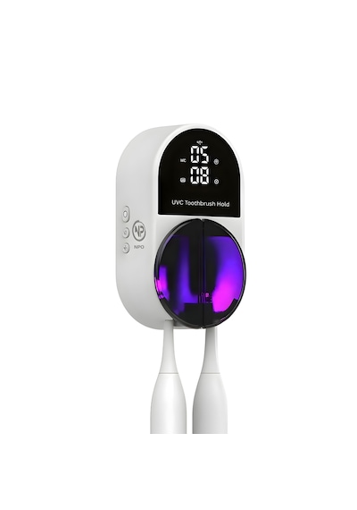 Npo Esx9 Led Ekranlı Otomatik Açılan Kapaklı Şarjlı Fırça Tutucu Ve Uv Diş Fırçası Sterilizatörü Beyaz