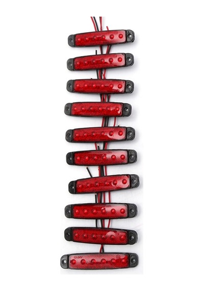 (10 ADET) KIRMIZI 6 LEDLİ PARMAK LAMBA 12V-24V