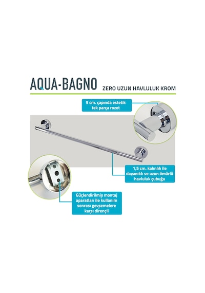 Aqua Bagno Zero Uzun Havluluk 50 Cm.Krom