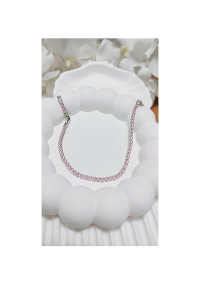 Çelik Su Yolu Bileklik 16,5+2cm No1 Gümüş Üzeri Pembe Gümüş Üzeri Pembe