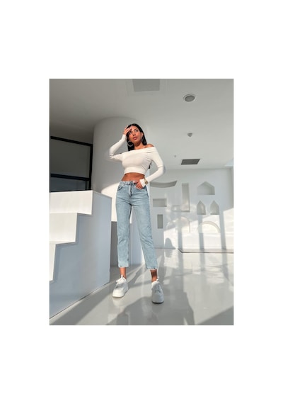 Woddi Kar Yıkama Yüksek Bel Likralı Kısa Paça Bilek Model Pantolon Jeans Taş1