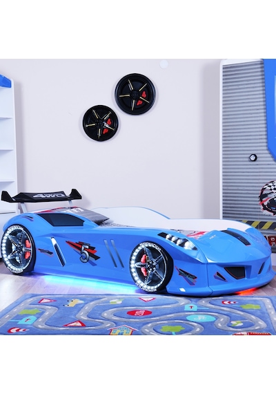 Arabalı Yatak, Jaguar Rüzgarlıklı Full Ledli Arabalı Yatak - Mavi 1 Adet Comfort Yatak Arabalı Yatak, Jaguar Rüzgarlıklı Full Ledli Arabalı Yatak - Mavi 1 Adet Comfort Yatak