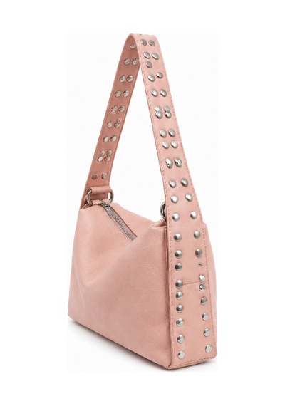 Levano Leather Kadın Omuz Çantası Suni Deri Zımbalı Askılı Şık Günlük Çanta Pudra Pudra Pembesi