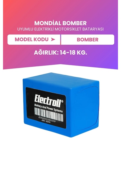 Mondial Bomber Uyumlu Batarya Maksimum Kapasite Lifepo4 48v 30ah Elektrikli Motosiklet Bataryası