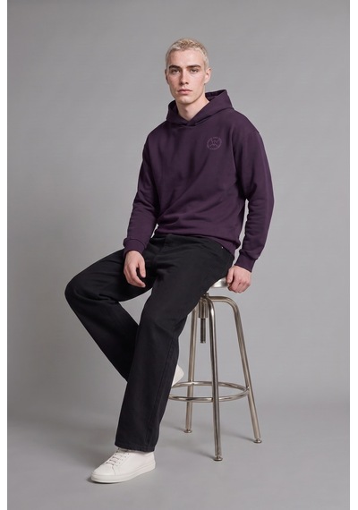 Defacto One Piece Boxy Fit Baskılı Kapüşonlu Sweatshirt H4186ax26aupr148 Mor-pr148