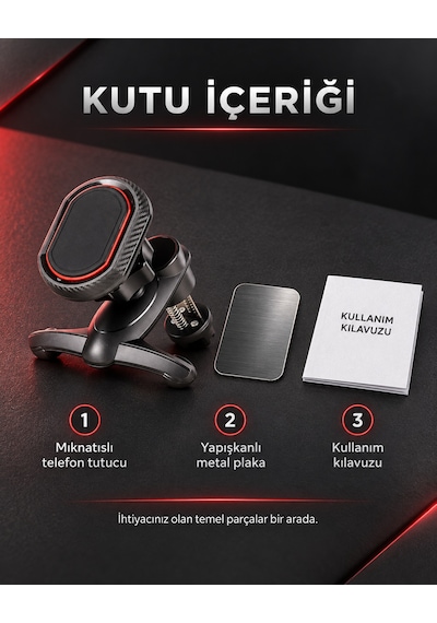 Dexxony A23 Mıknatıslı Klipsli Havalandırma Araç İçi Telefon Tutucu 360 Metal Plakalı Siyah