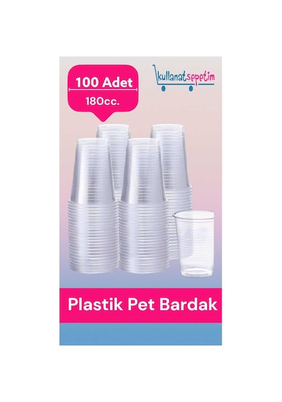 Plastik Pet Bardak Otomat Bardağı 180 Cc 100 Adet Renksiz