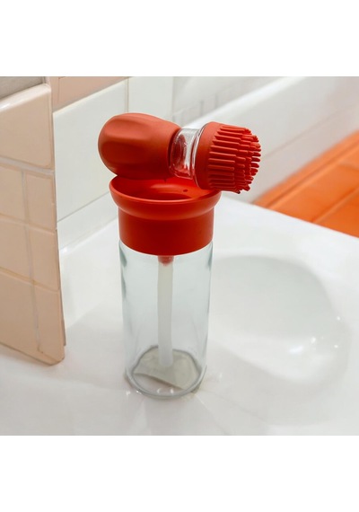 Silikon Hazneli Fırçalı Yağlık 300 Ml Turuncu