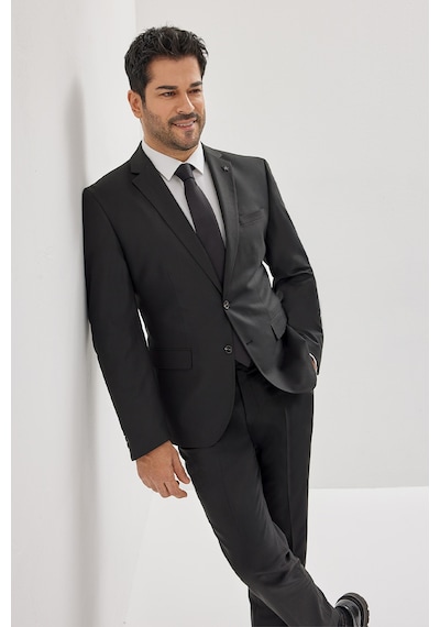 AC&Co / Altınyıldız Classics Erkek Siyah Slim Fit Dar Kesim Mono Yaka Takım Elbise 4A3023100061SYH566N Siyah
