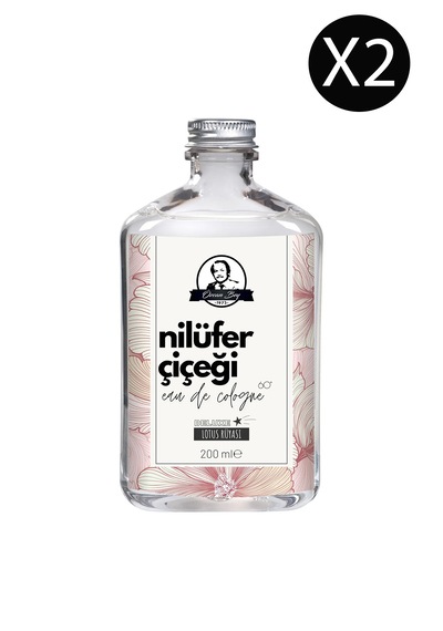 Deluxe Seri Nilüfer Çiçeği Kolonyası Parfümlü Lotus Çiçeği Kokulu Kolonya 200 Ml X 2 Cam Şişe