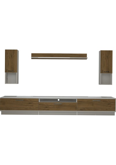 Decoraktiv Trendstyle 270da Mdf Tv Ünitesi Tv Sehpası - Beyaz Pera Beyaz - Meşe
