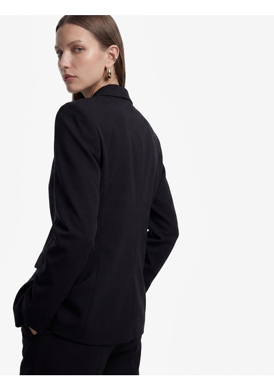 Koton Geniş Yaka Düğmeli Cep Detaylı Blazer Ceket Siyah 7wak50001uw