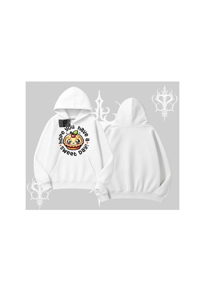 Tarzsokak Sweet Day Cupcake Baskılı Kapşonlu Sweatshirt Beyaz