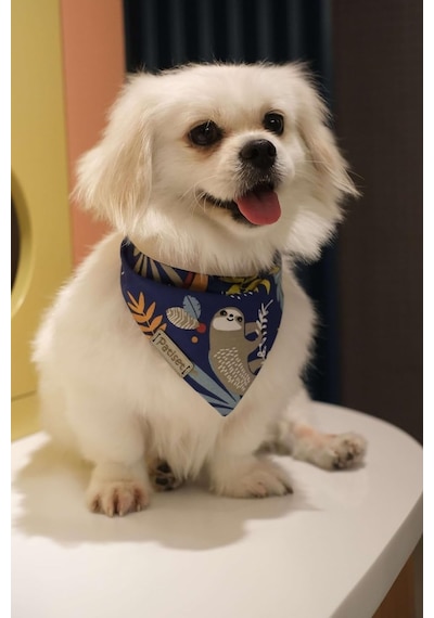 Orman Desenli Lacivert Köpek Fuları Bandanası Köpek Kıyafeti Lacivert Xs