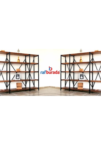 Rafburada Rafburada® 5 Katlı Kitaplık, Dekoratif Kitaplık, Ahşap Kitaplık.