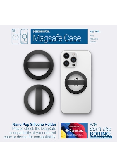 Spigen Caseology Magsafe Destekli Modeller İle Uyumlu Telefon Tutucu Halka Nano Pop Mag Fit Ring Siyah - Afa07060 Spige