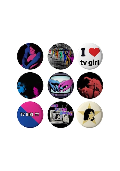 9 Adet Tv Girl Rozeti 44 Mm Tek Renk