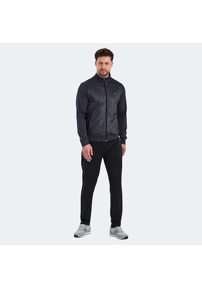 Slazenger RECOGNIZE Erkek Fermuarlı Dik Yaka Cepli Koyu Gri Eşofman Takımı