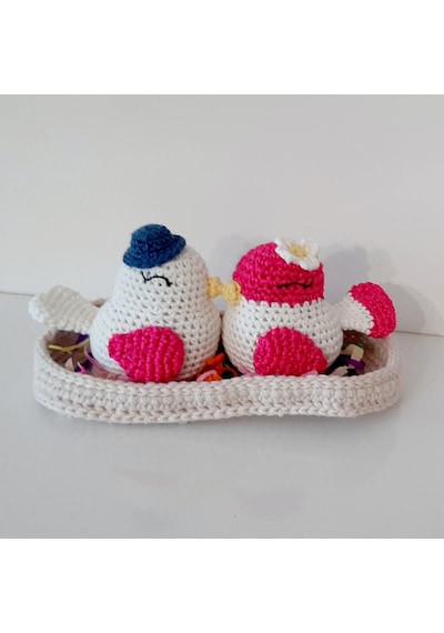Amigurumi Örgü Oyuncak Sevgili Kuşlar Çok Renkli